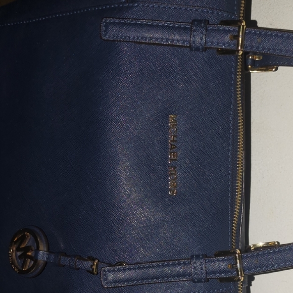 Authentic Michael Kors Dark Blue Tote with Gold Accents Asking Price $70 - Picture 12 of 15